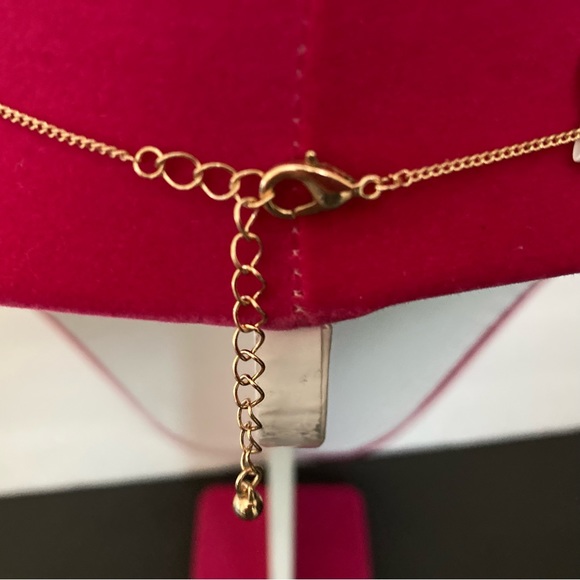 Necklace with Letter N Pendent with Clear Stones | Gold Tone - Picture 6 of 6